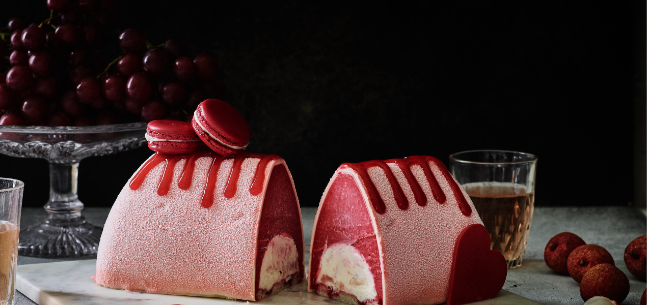 Raspberry and rosewater sorbet ice cream cake.